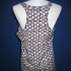 Traciel Fish Print Tank Top Size Medium M Racerback White Blue